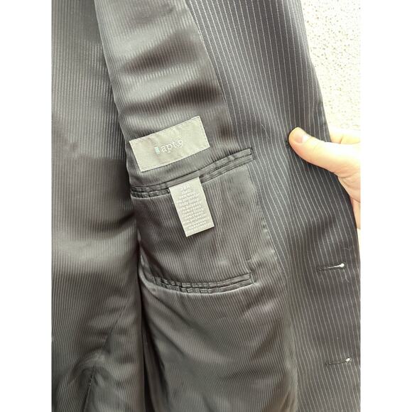 Apt. 9 Mens Suit Coat Size 38R Black Pinstripe Three Button Up Single Breasted - Picture 11 of 15